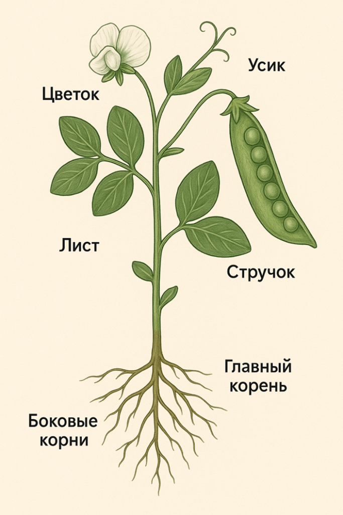 Строение посевного гороха 
